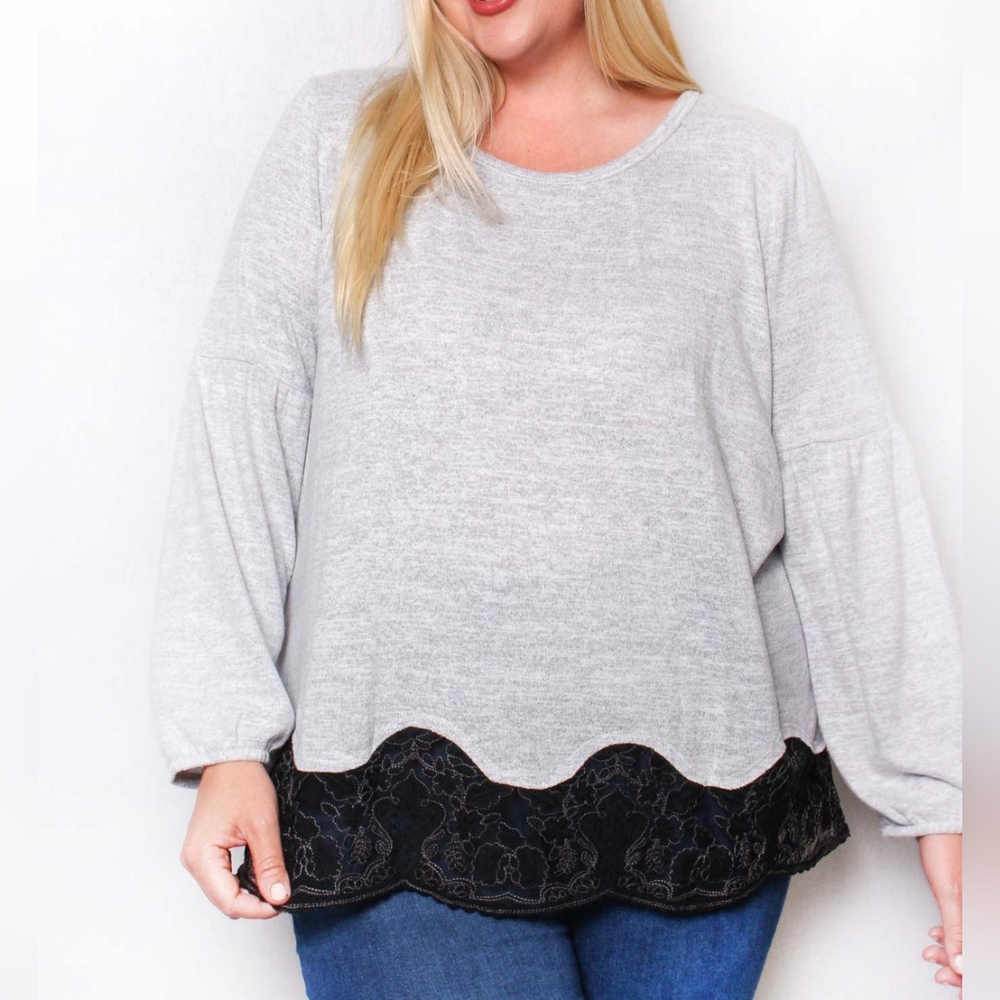 NWT MAURICES LACE TRIM SWEATER TOP 1X